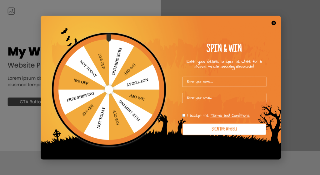 Halloween Spin and Win Popup
